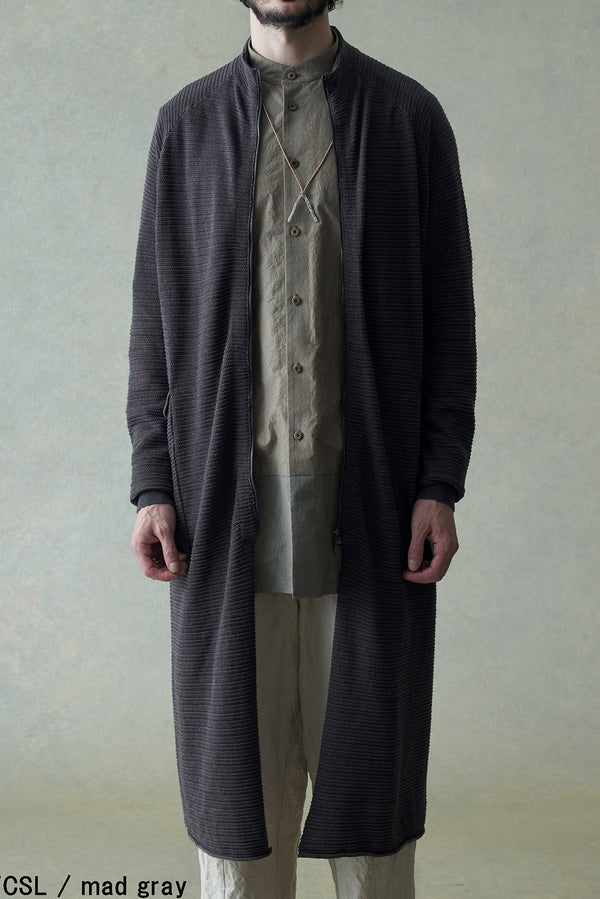 DEVOA zippered cotton woven long jacket SKT-TCSL gray